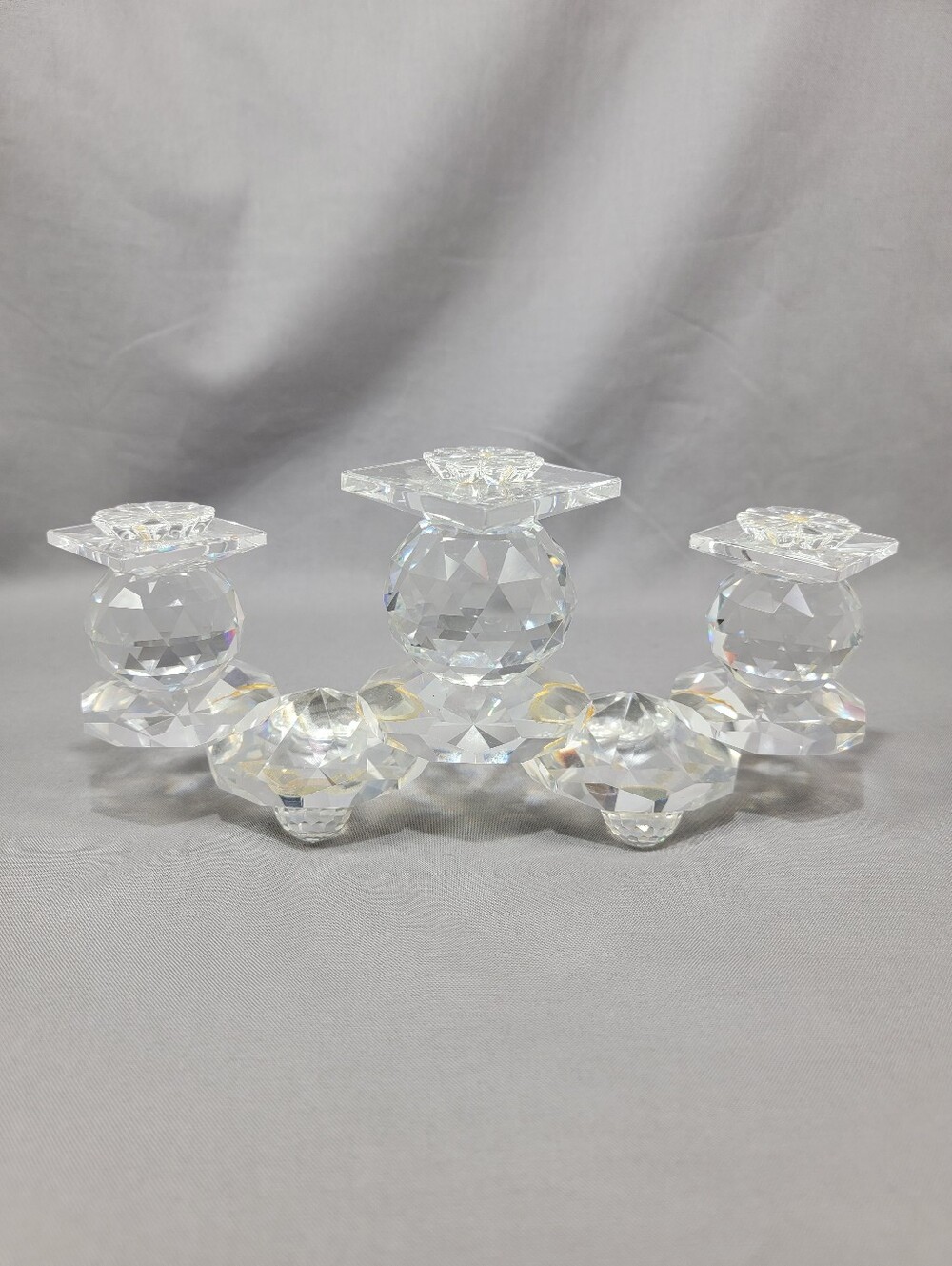 Vintage Swarovski Crystal Candlestick Holder Clear European Edition Retired